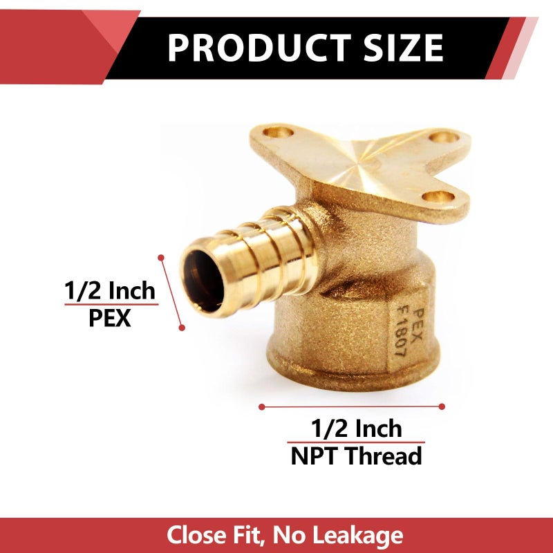 EFIELD (Pack of 4) EFIELD Pex Fitting 1/2 Inch x 1/2 Inch Female NPT Drop-Ear Elbow Brass Fittings,(PEX1807225-4PCS) - Image 2